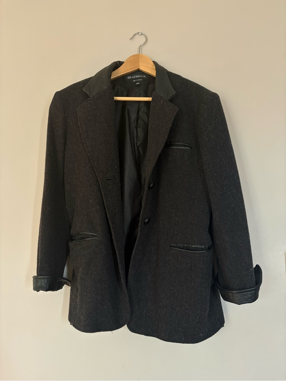 Dark Gray Notch-Lapel Wool Blazer